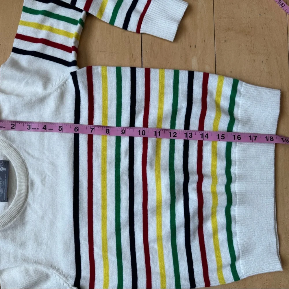 Primary Striped Sweater Sz 8-9, cotton, preppy, colorful, cute, classic, rainbow